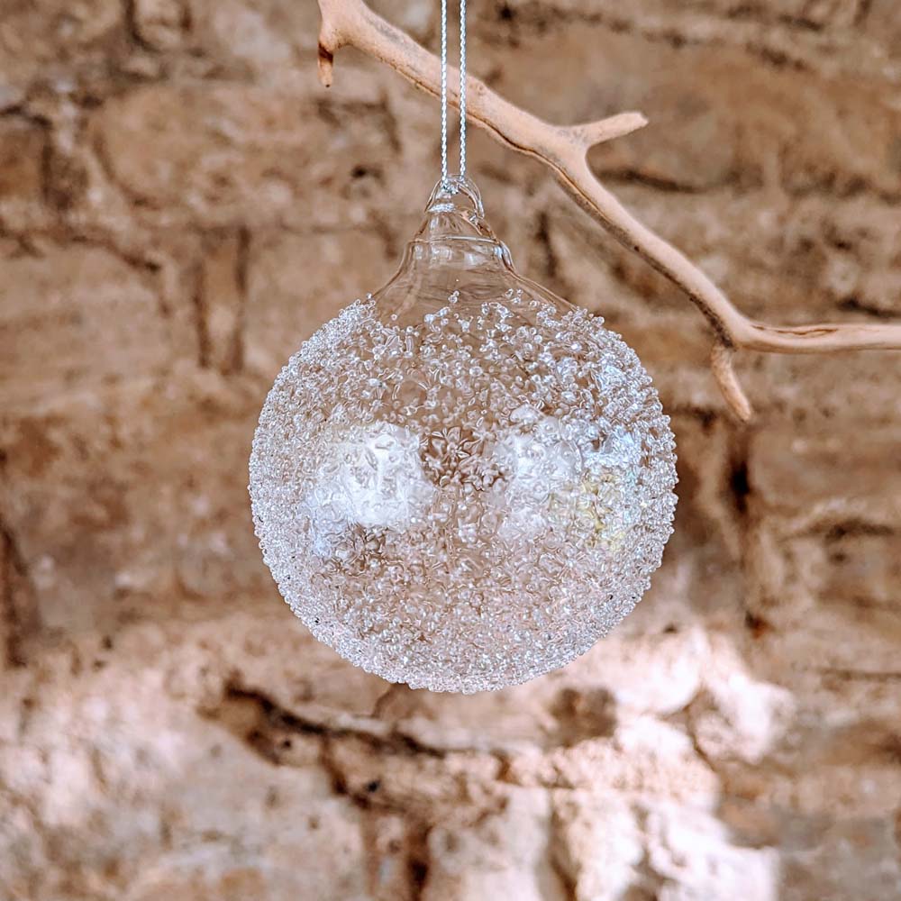 Clear Beaded Glass Ball