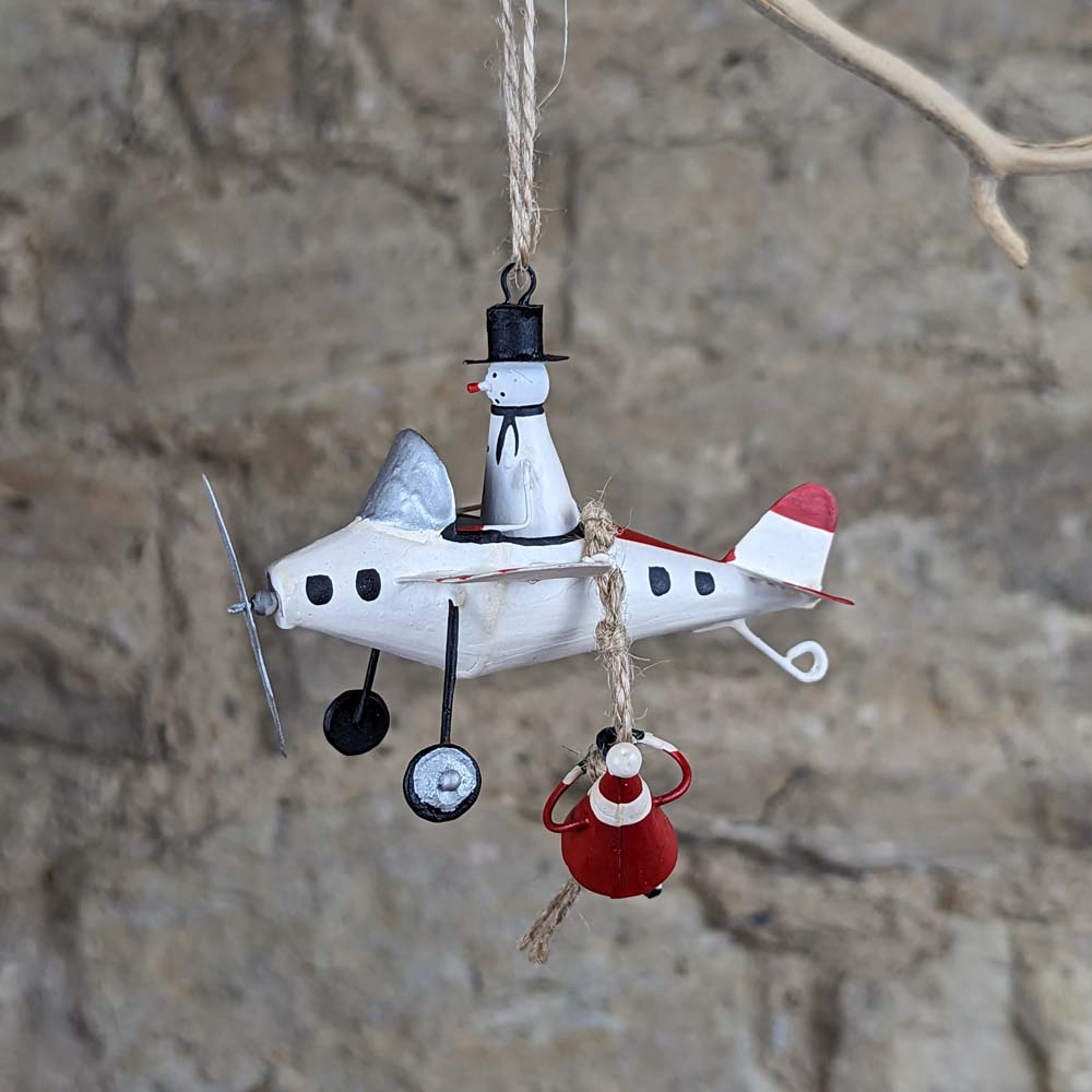 Aeroplane with hanging Santa