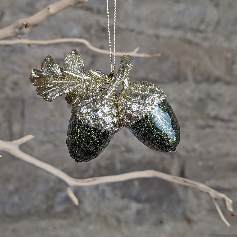 Gold and Green Acrylic Acorns Decoration