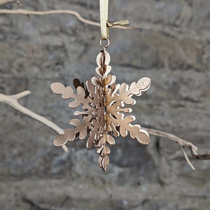 Matt Gold Metal 3-D Snowflake Decoration