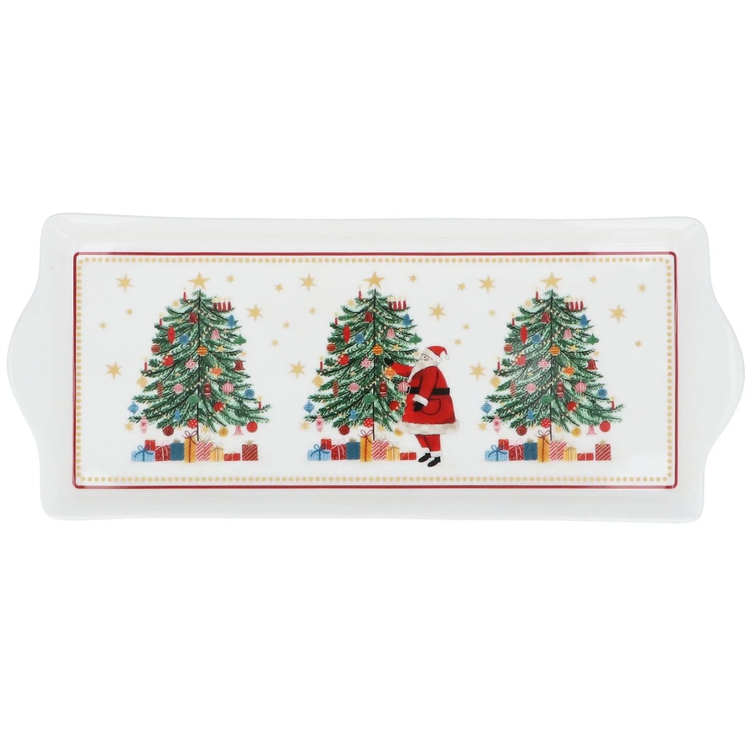 Nostalgic Santa with Trees Bone China Rectangular Plate