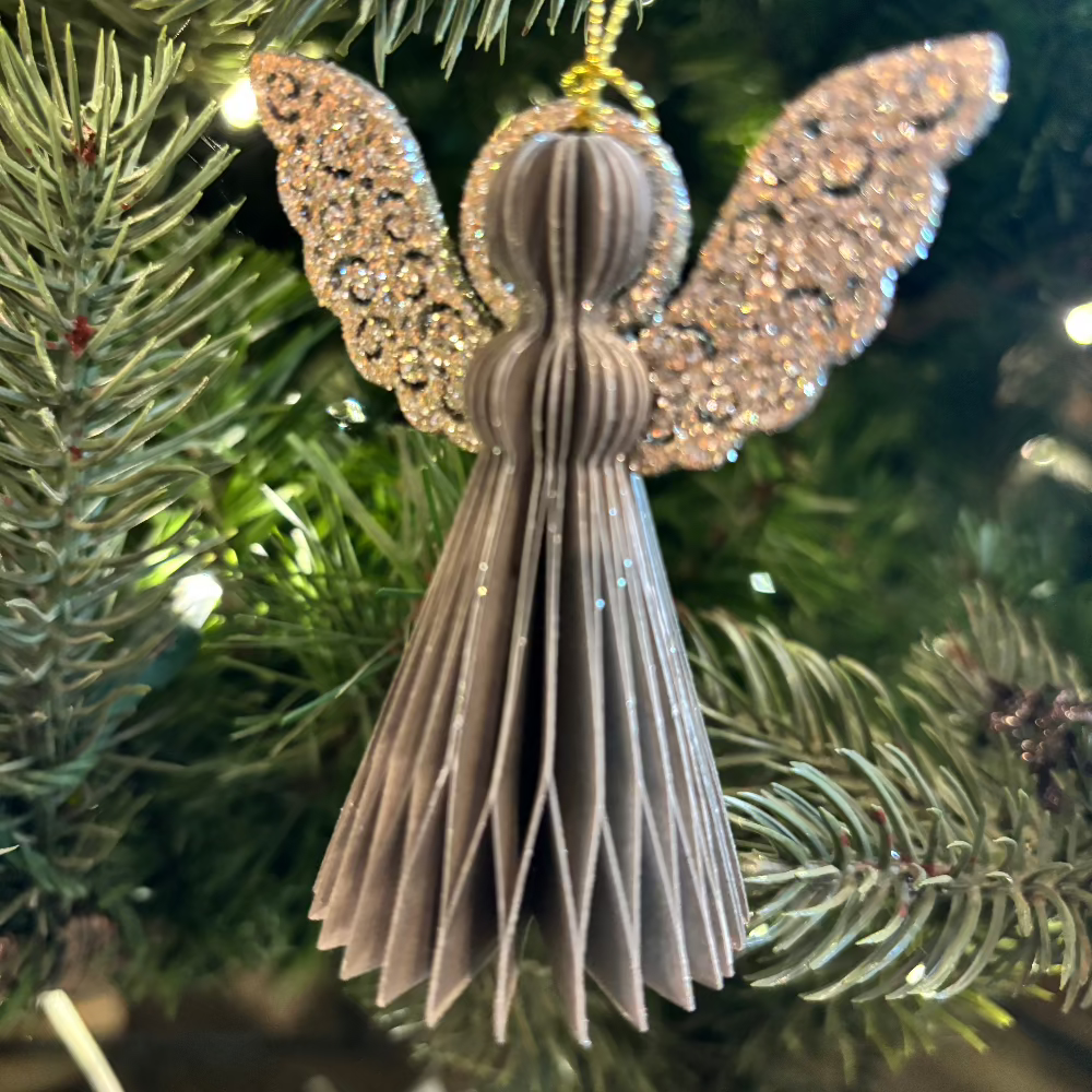 Paper Angel with Sparkling Champagne Wings and a Mint Skirt