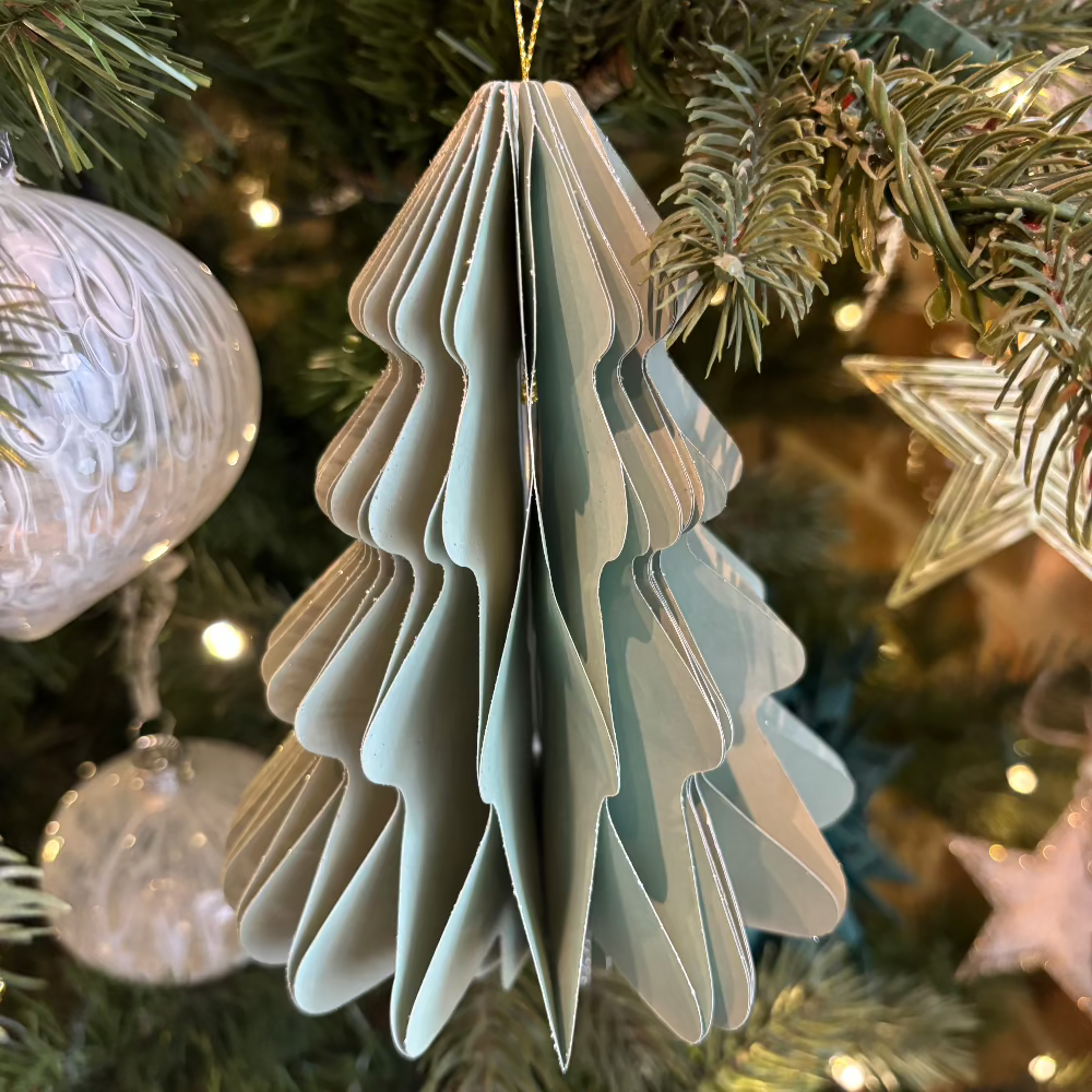 Mint Paper Tree with Glitter Edges