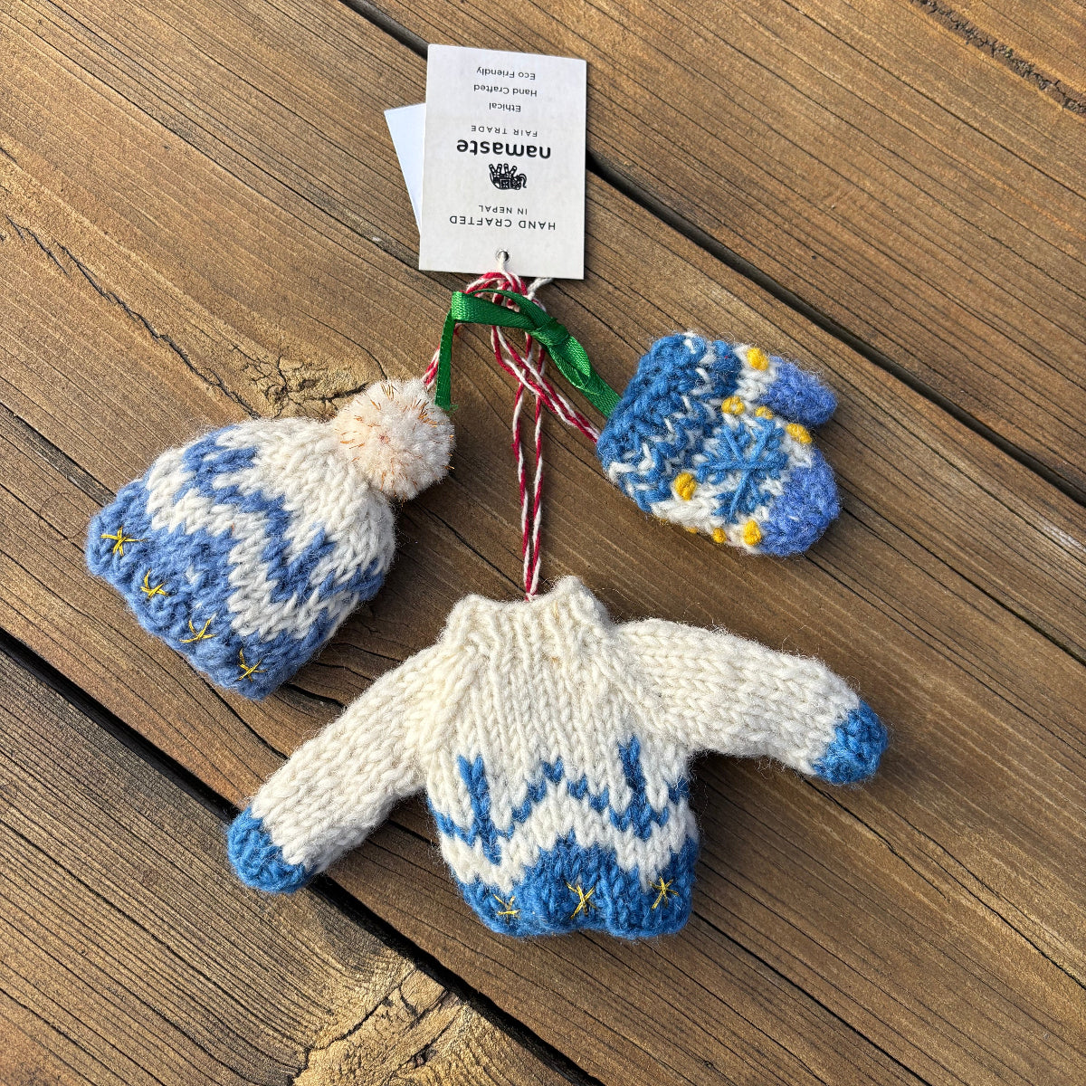 Set of 3 Knitted Winter Woolies Blue