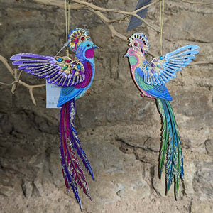 Wood Jewel Exotic Bird Decoration