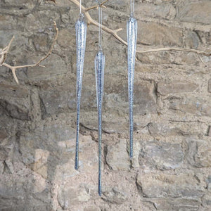 Large Clear Crushed Glass Icicle