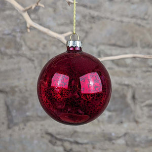 Clear Antique Red Glass Bauble