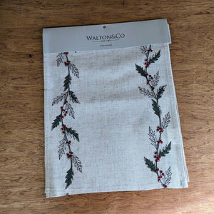 Embroidered Winter Foliage Runner