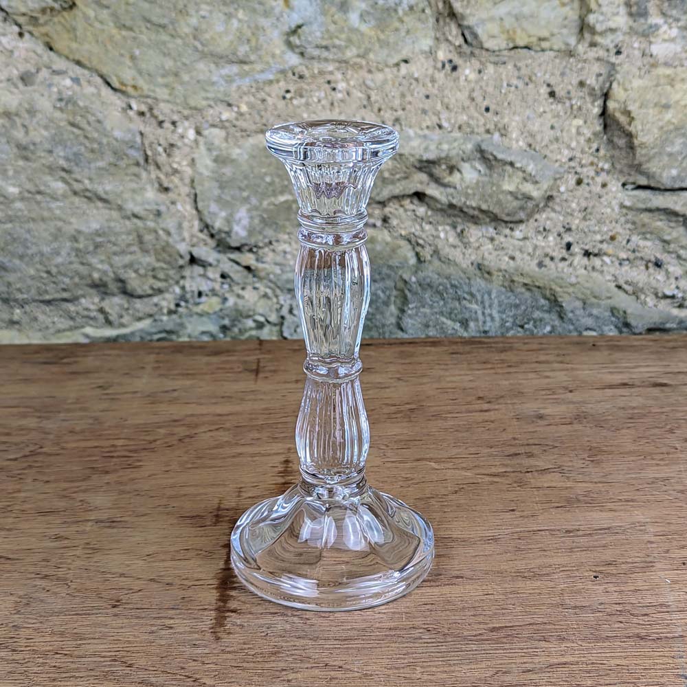Clear Glass Moulded Candlestick
