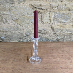 Clear Glass Moulded Candlestick, Sml