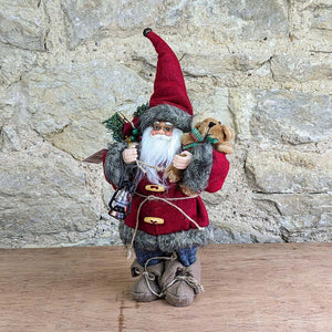 Plush Santa With Teddy and Lantern