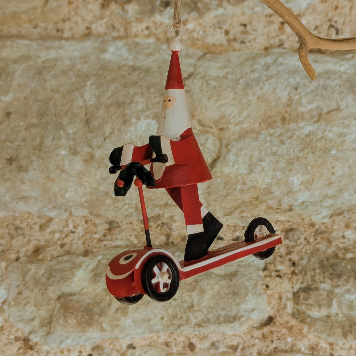Tin Red Santa Scooter