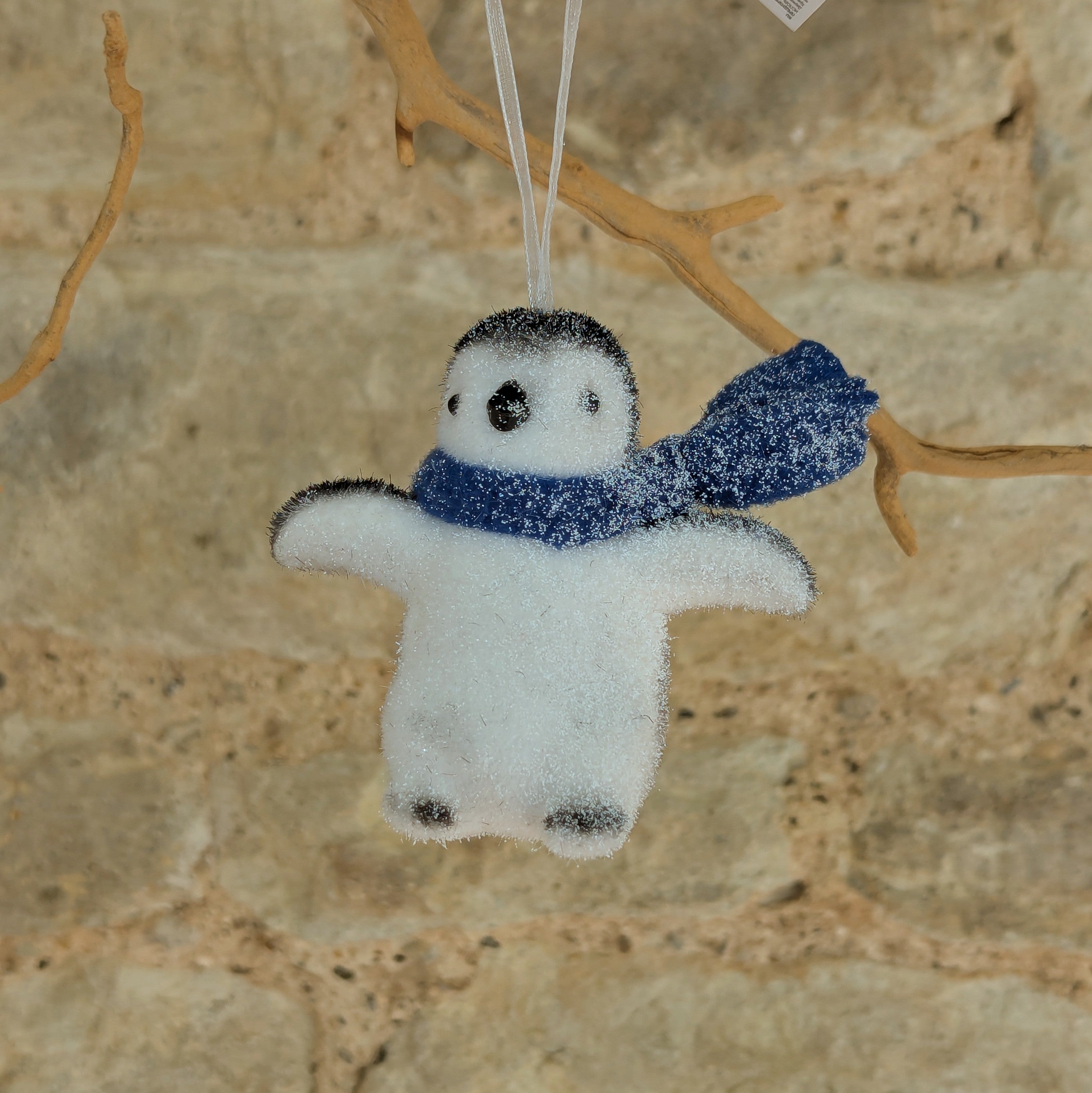 Penguin plastic flock glitter,scarf
