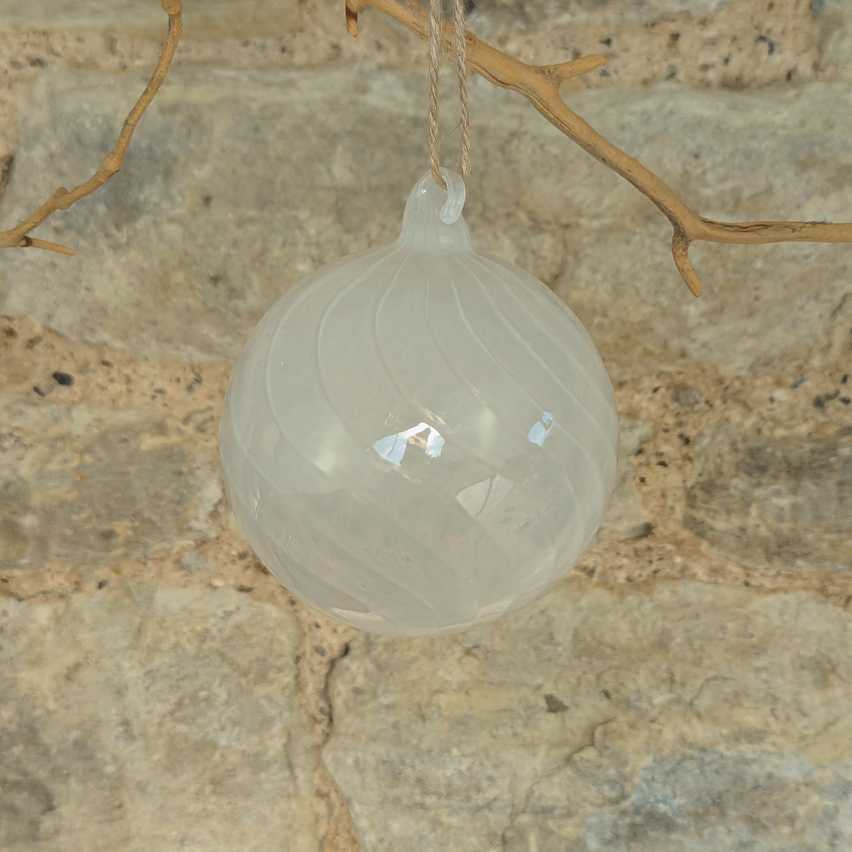 Clear and White opaque glass with Swirl