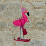 Load image into Gallery viewer, Handmade Felt Skiing Flamingo
