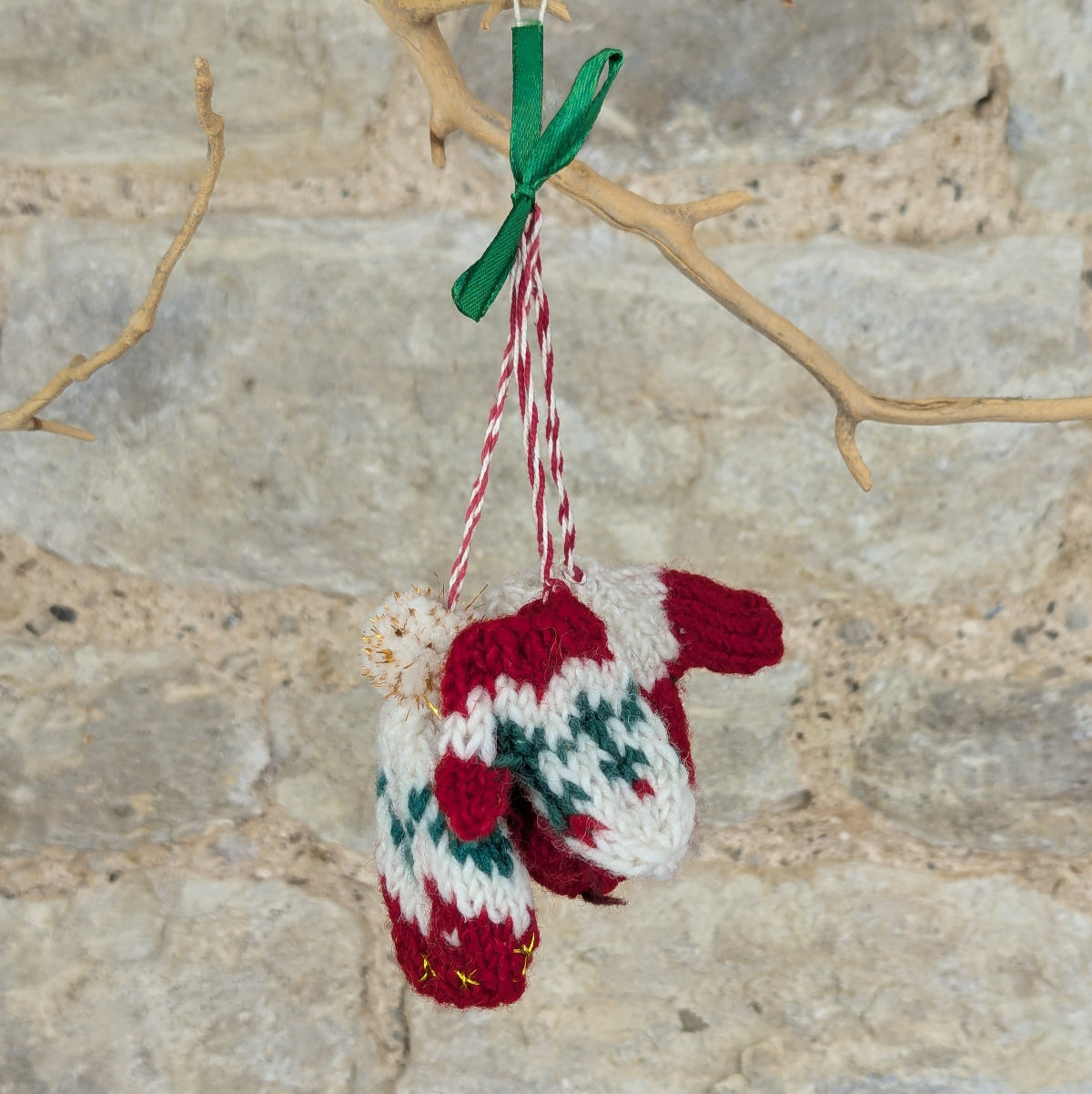 Set of 3 Knitted Winter Woolies Red