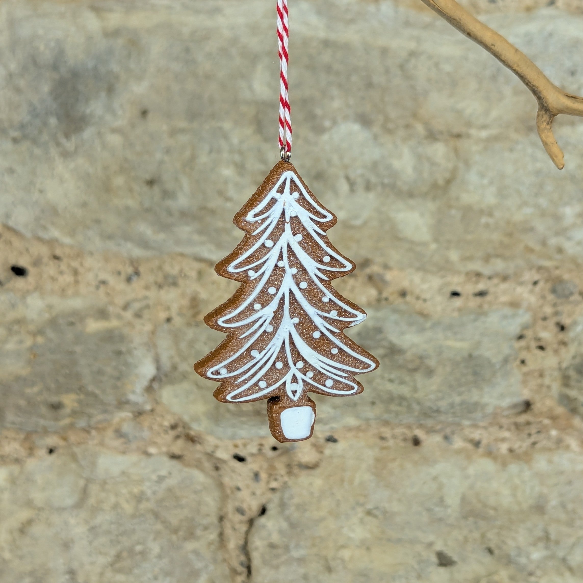 Resin Gingerbread White Tree Decoration