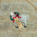 Load image into Gallery viewer, Vintage style resin Horse, Sheep, Cow with Bristle wreaths and Red Bows

