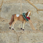 Load image into Gallery viewer, Vintage style resin Horse, Sheep, Cow with Bristle wreaths and Red Bows
