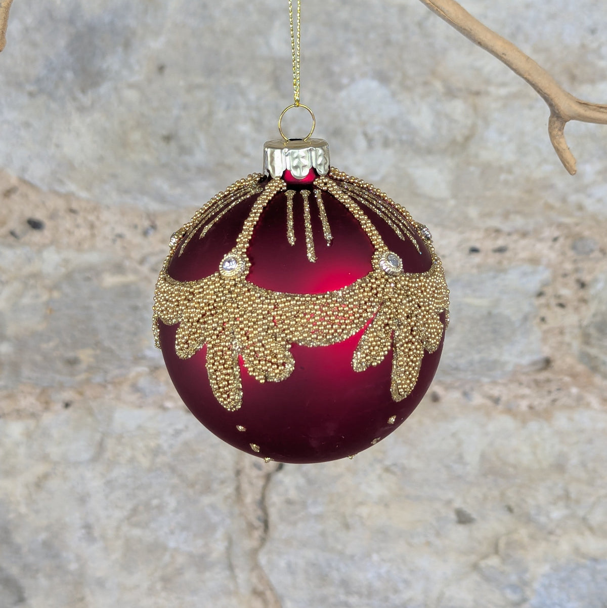 Red Gold Beaded Bauble