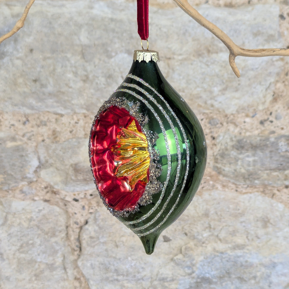 Green Glass Olive Bauble