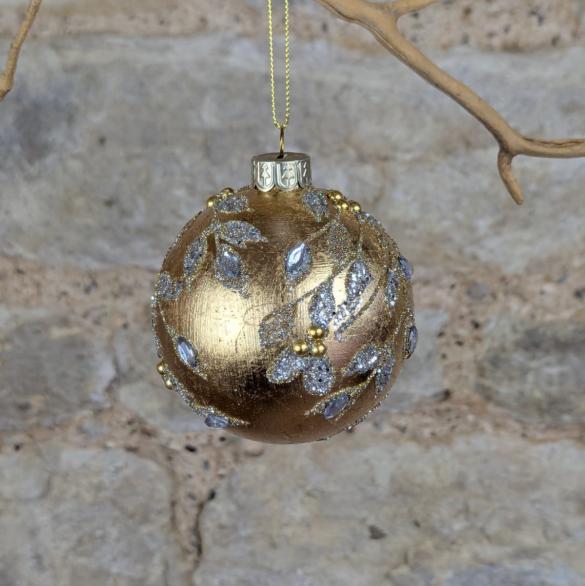 Gold Beaded Jewelled Bauble