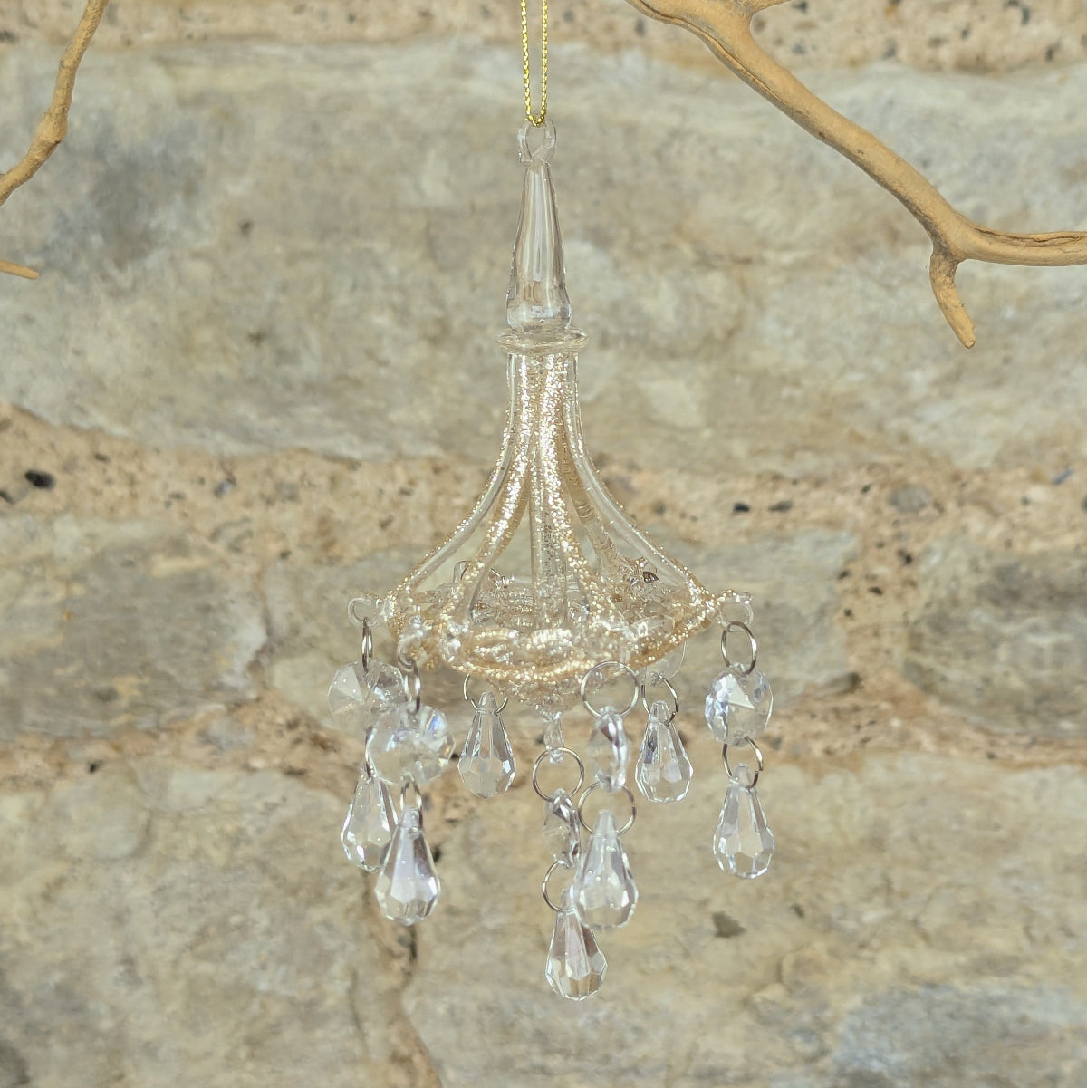 Glass Glitter Chandelier Decoration