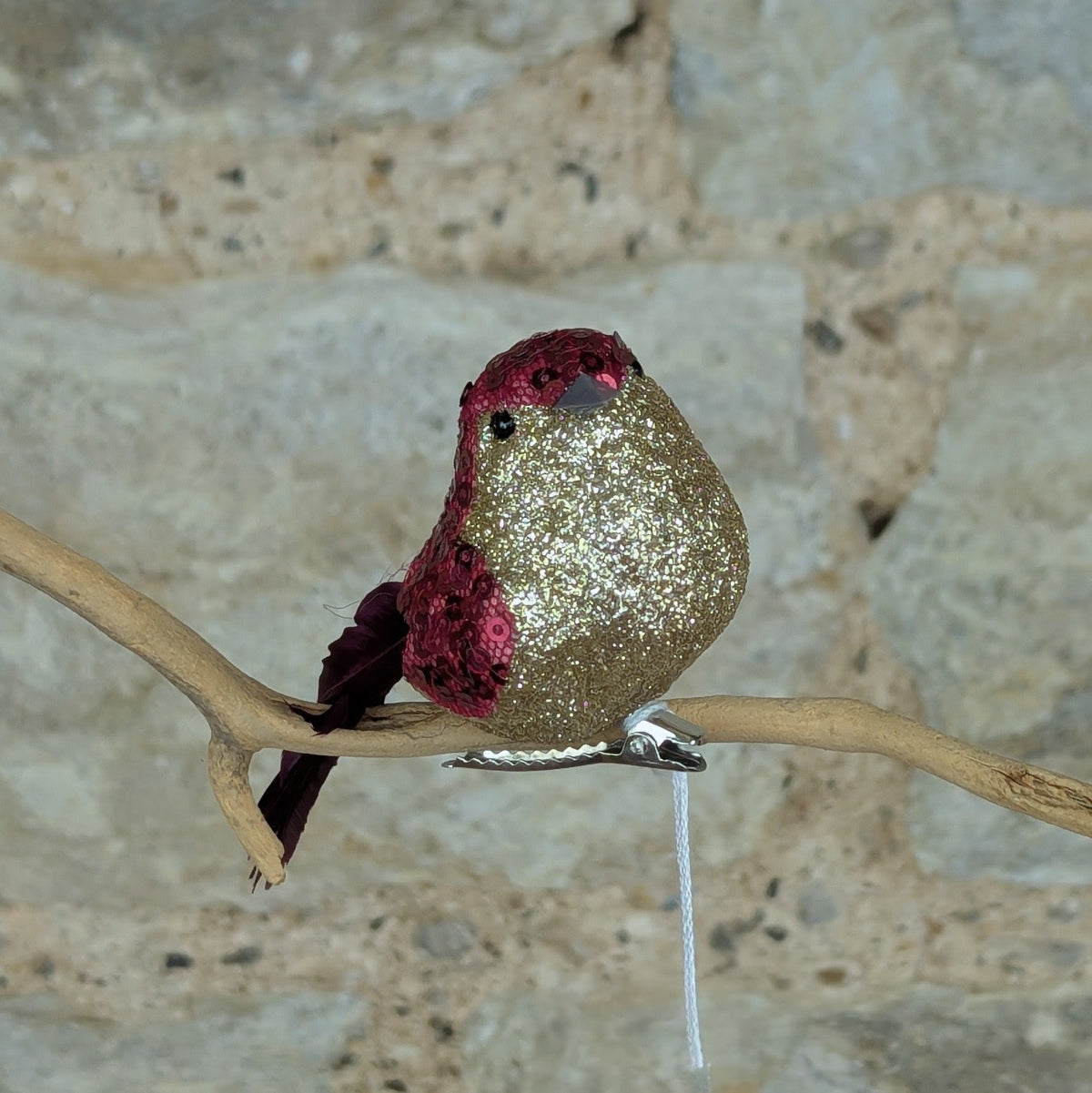 Burgundy And Feather Bird Clip