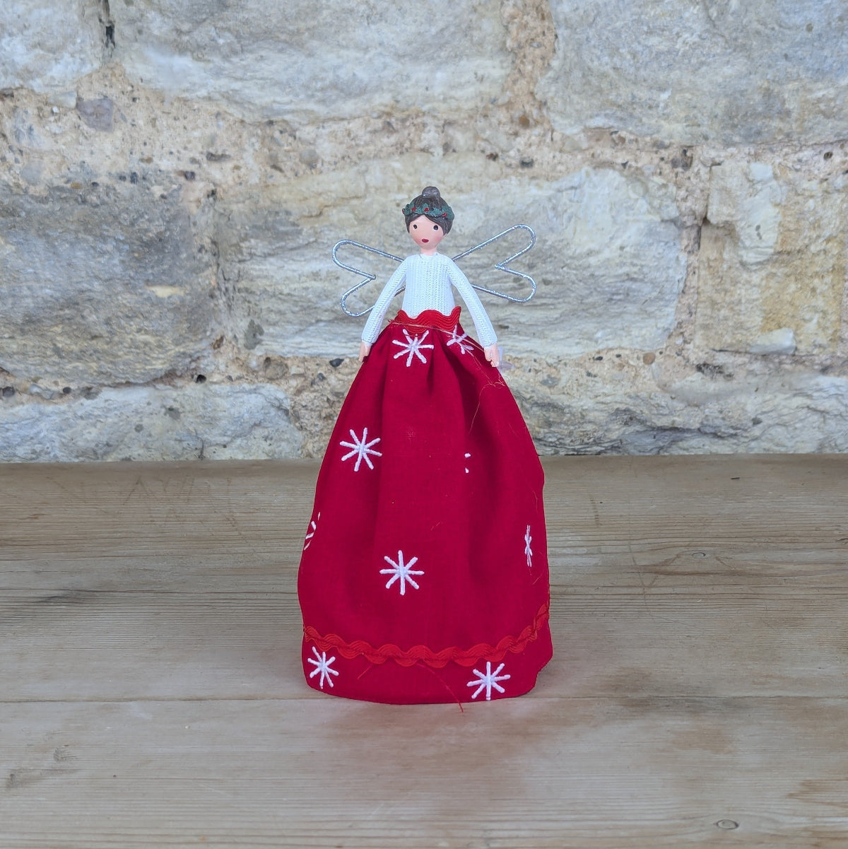 Red Snowflake Fairy Tree Topper