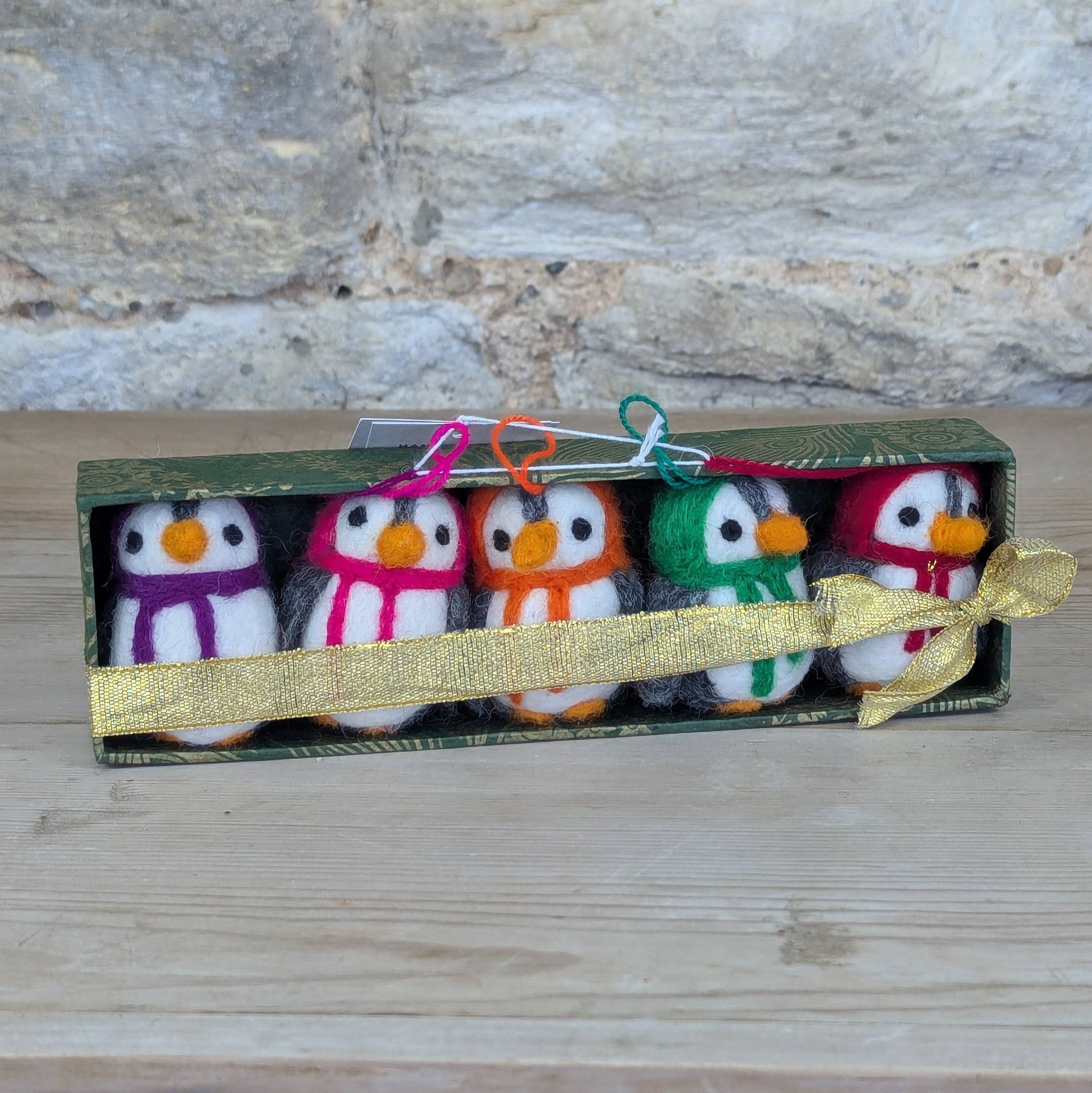 Set of 5 Hanging Felt Penguin Decs