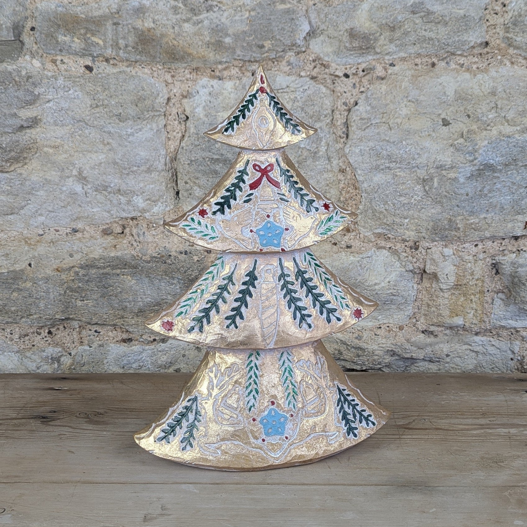 Gold Tree with Alpine Pattern Ornament