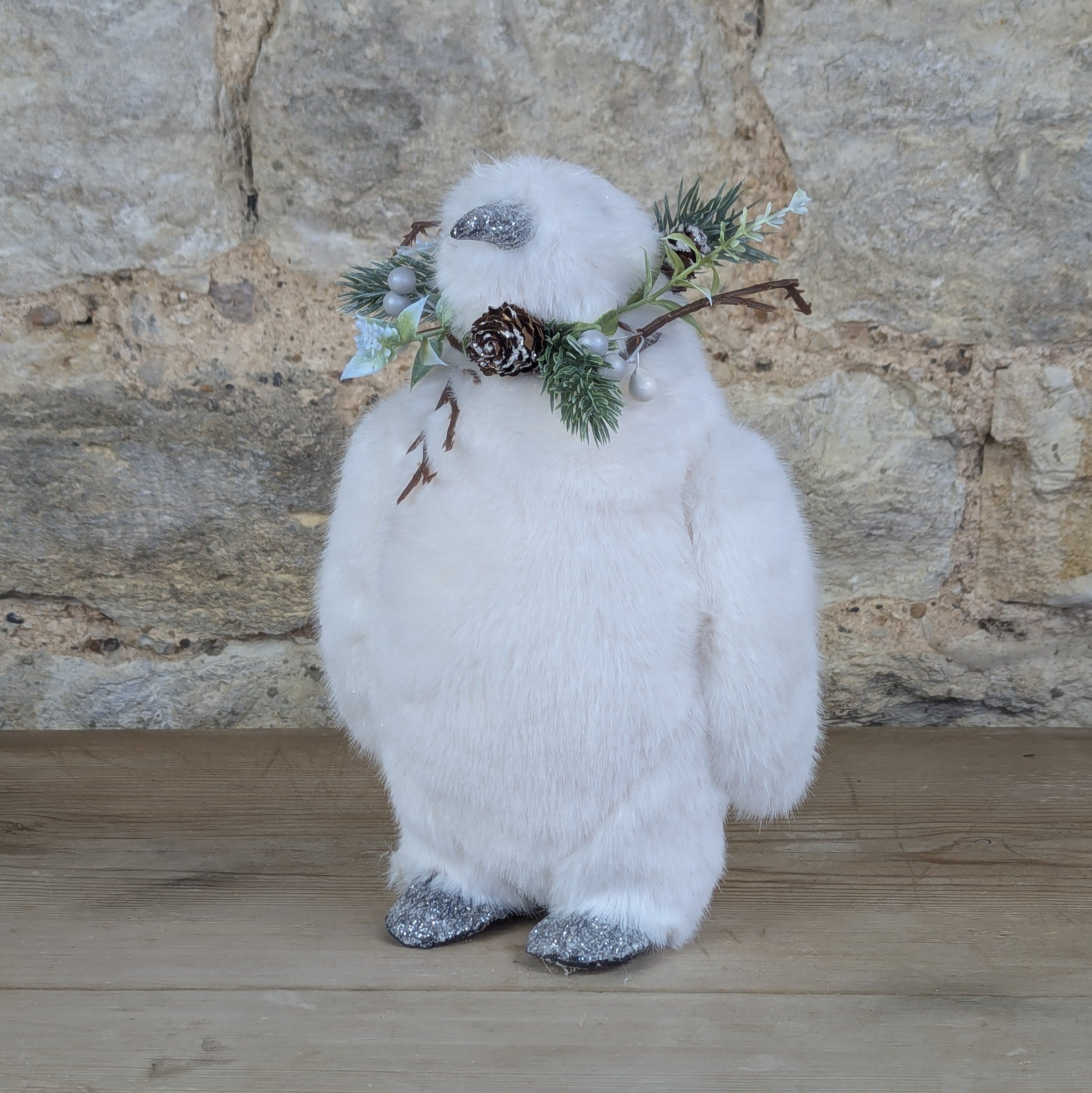 White Faux Fur Penguin Ornament