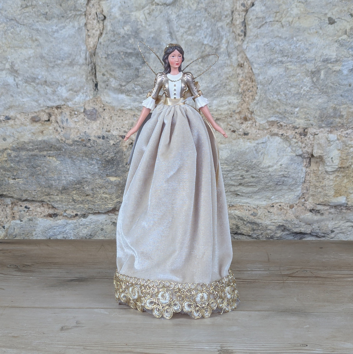 Cream & Gold Velvet Tree Top Angel