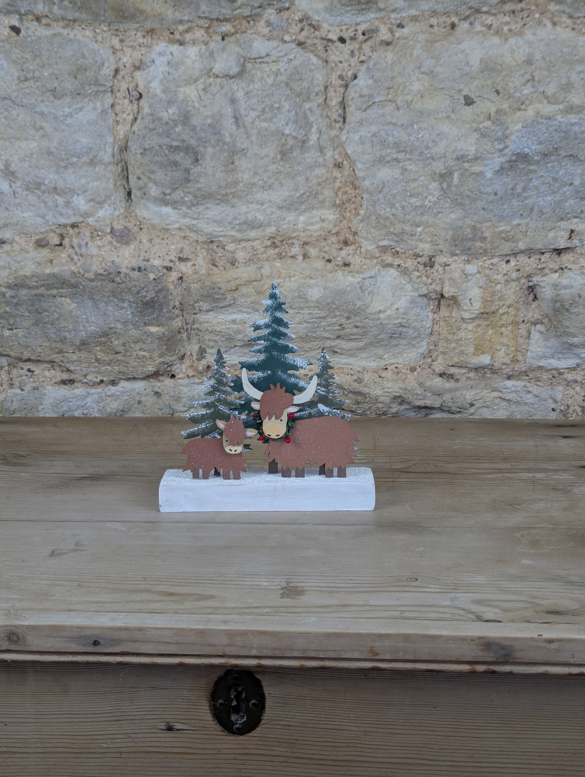 Highland Cow Winter Scene