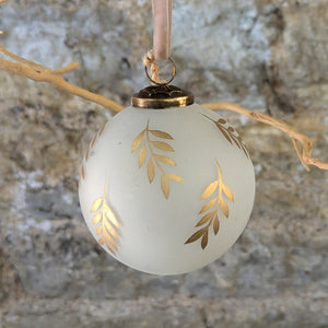 Opaque Glass Bauble with Gold Leaves