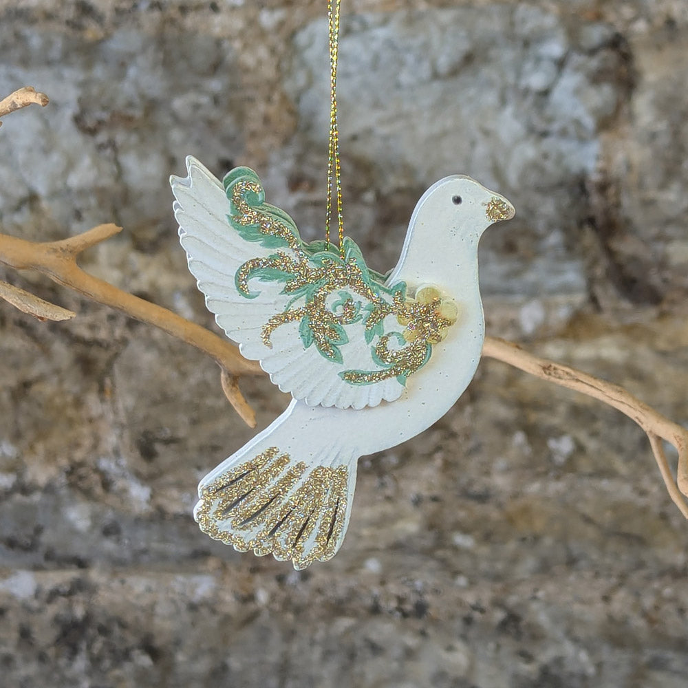 Cream/Gold/Green Wood Rococo Dove