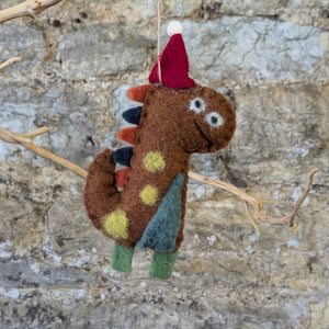Felt Dino with Santa Hat