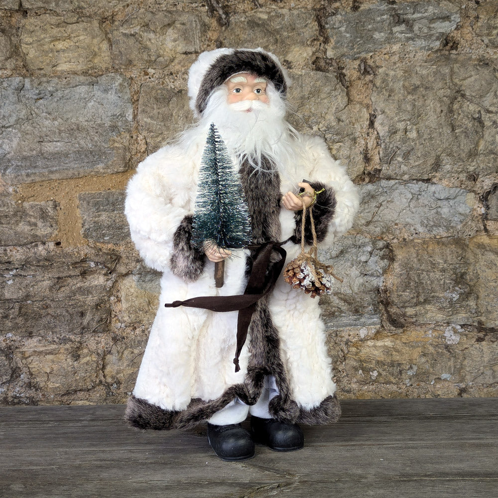 Plush White and Green Santa