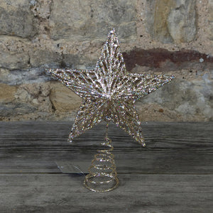 Pale Gold Sparkling Tree Topper Star