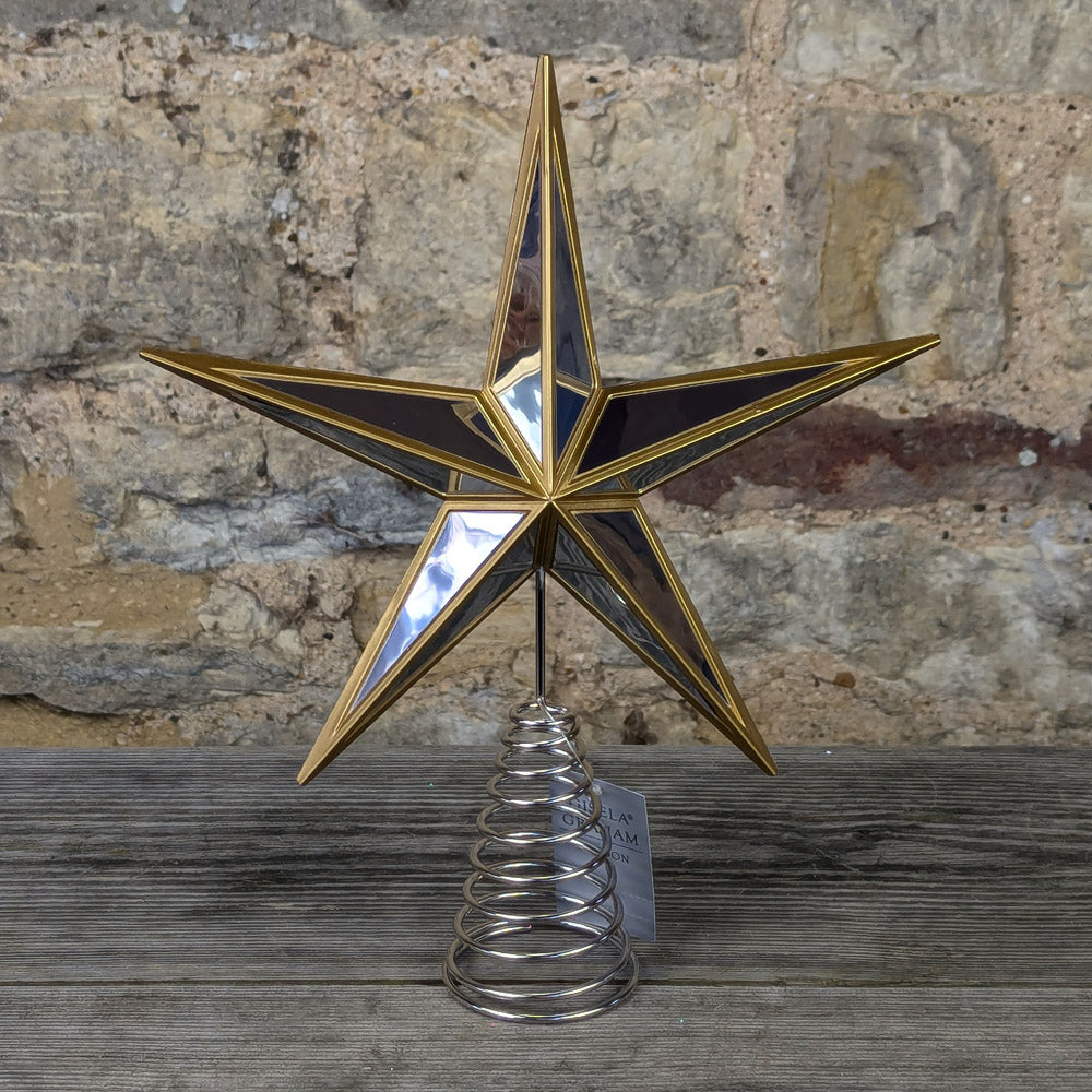 Gold Acrylic Silver Mirror Tree Top Star