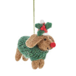Load image into Gallery viewer, Handmade Felt Rudolph Dachshund Dog
