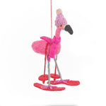Load image into Gallery viewer, Handmade Felt Skiing Flamingo

