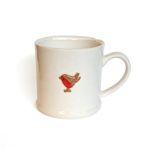 Stoneware mini mug with Robin Design